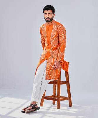 Sunrise Orange Cotton Silk Kurta 4