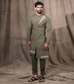 Green Overlapped Kurta