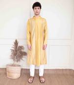 Mustard Cotton Silk Kurta