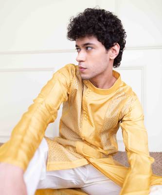 Mustard Cotton Silk Kurta 2
