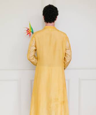 Mustard Cotton Silk Kurta 5