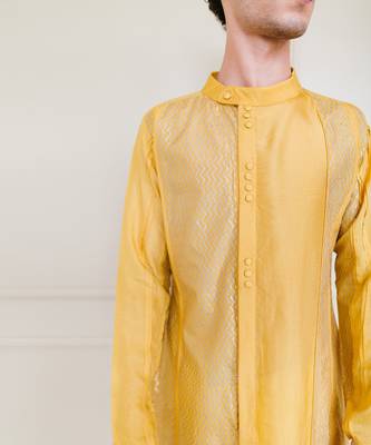 Mustard Cotton Silk Kurta 6