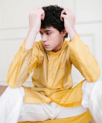 Mustard Cotton Silk Kurta 7