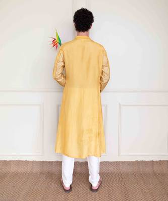 Mustard Cotton Silk Kurta 8
