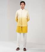 Yellow & White Ombre Dupion Silk Nehru Jacket