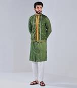 Heena Green Dupion Silk Nehru Jacket