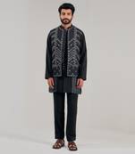 Midnight Black Dupion Silk Nehru Jacket