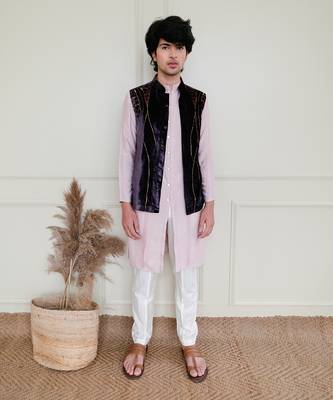 Purple Cotton Silk Waistcoat 1