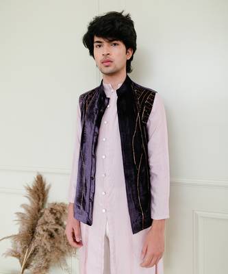 Purple Cotton Silk Waistcoat 3