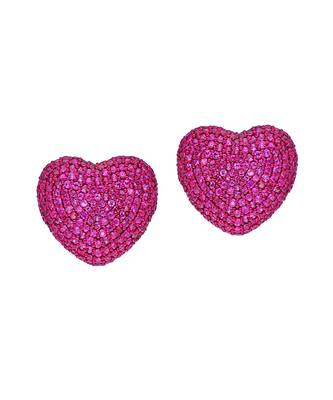 Classic Pink Sapphire Heart Studs 2