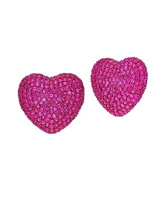 Classic Pink Sapphire Heart Studs 4