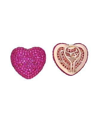 Classic Pink Sapphire Heart Studs 5