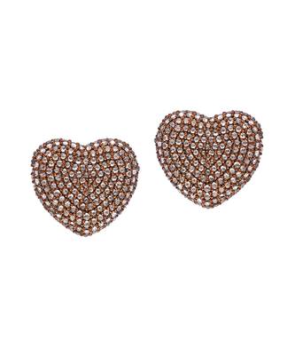 Classic Coffee Rose Cut Diamond Heart Studs 1