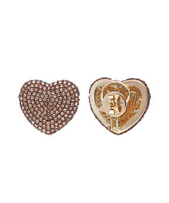 Classic Coffee Rose Cut Diamond Heart Studs 2