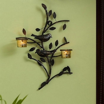 Trinity Craft Birds On Branch Wall Sconce Tea Light Holder |Table Decor | Wall Decor | Table showpiece | Home Showpiece 1