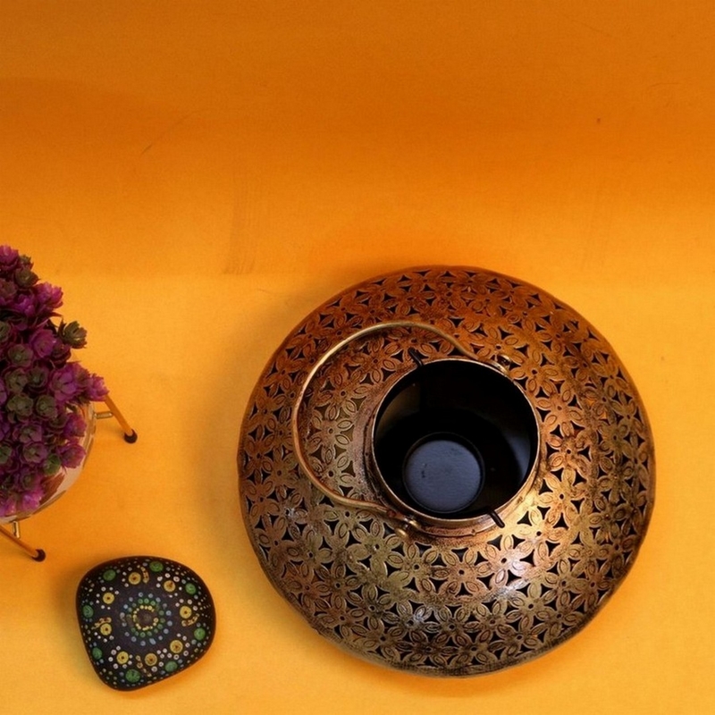 Trinity Craft Iron Decchi Burner & Tea Light Holder |Table Decor | Wall Decor | Table showpiece | Home Showpiece