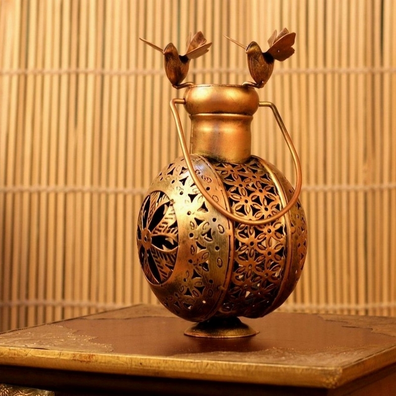 Trinity Craft Iron Antique 2 Bird Handi Hanging T-Light Holder |Table Decor | Wall Decor | Table showpiece