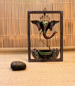 Trinity Craft Iron Handpainted Black Ganesh T-Light In Frame Wall Art | Table Decor | Wall Decor | Table showpiece