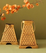 Trinity Craft Iron Antique Painted Minnar Tea Light Lantern Set Of 2 | Table Decor | Wall Decor | Table Home Showpiece