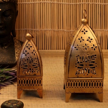 Trinity Craft Iron Painted Minnar Lantern Tea Light Lantern Set Of 2 | Table Decor | Wall Decor | Table showpiece 1