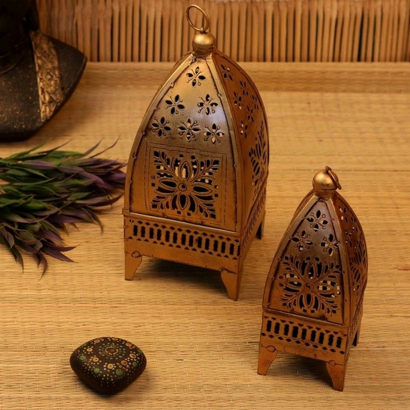Trinity Craft Iron Painted Minnar Lantern Tea Light Lantern Set Of 2 | Table Decor | Wall Decor | Table showpiece