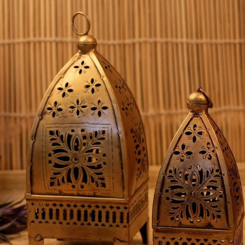 Trinity Craft Iron Painted Minnar Lantern Tea Light Lantern Set Of 2 | Table Decor | Wall Decor | Table showpiece