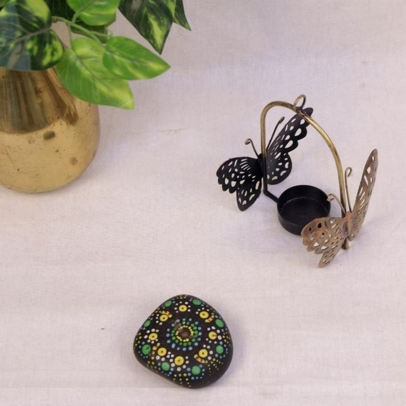 Trinity Craft Iron Antique 2 Butterfly T-Light Holder | Table Decor | Wall Decor | Table showpiece | Home Showpiece