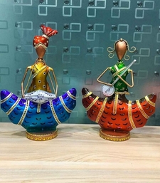 Trinity Craft Iron Multicolour Couple Musician T-Light Holder | Table Decor | Wall Decor |Table showpiece Home Showpiece