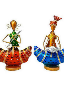 Trinity Craft Iron Multicolour Couple Musician T-Light Holder | Table Decor | Wall Decor |Table showpiece Home Showpiece