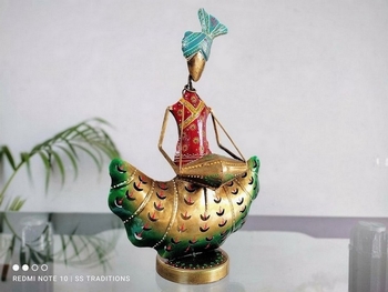 Trinity Craft Iron Multicolour Couple Musician T-Light Holder | Table Decor | Wall Decor |Table showpiece Home Showpiece 2