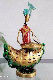 Trinity Craft Iron Multicolour Couple Musician T-Light Holder | Table Decor | Wall Decor |Table showpiece Home Showpiece