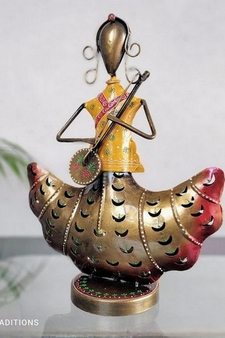 Trinity Craft Iron Multicolour Couple Musician T-Light Holder | Table Decor | Wall Decor |Table showpiece Home Showpiece