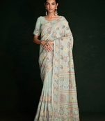 Green Embroidered Georgette Saree With Blouse