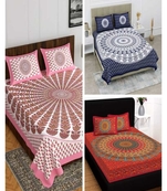 Printed 100% Cotton Double Bedsheets Pack Of 3 With 6 Pillow Covers