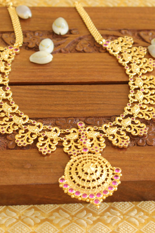 Kerala traditional peacock gold plated necklace