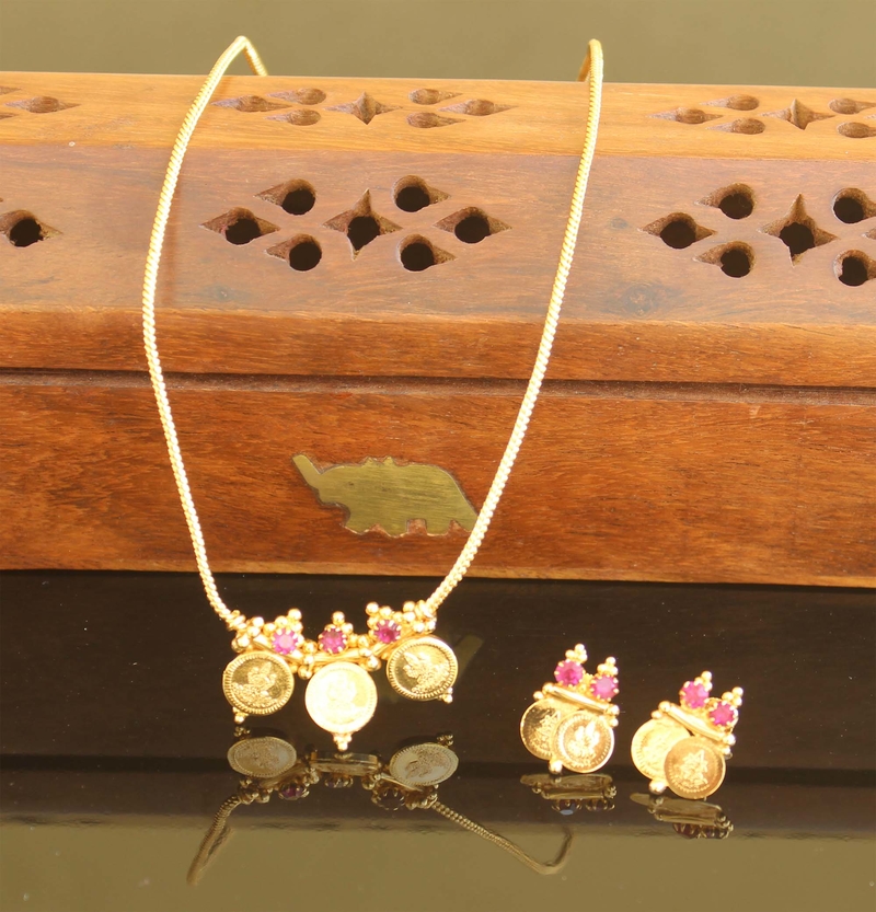 Kerala traditional peacock gold plated necklace