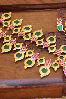 Kerala traditional high gold palakka green necklace set