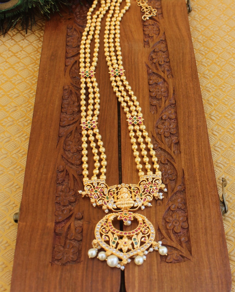 Designer gold plated Temple layer necklace