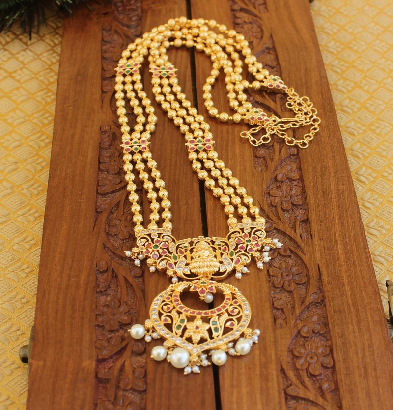Designer gold plated Temple layer necklace