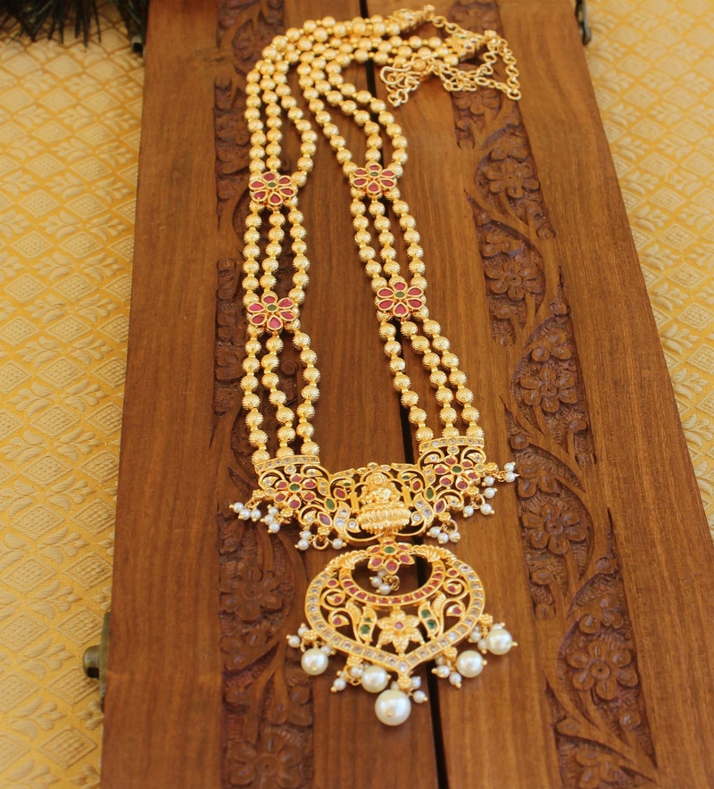 Designer gold plated Temple layer necklace