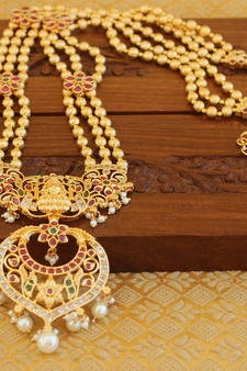 Designer gold plated Temple layer necklace
