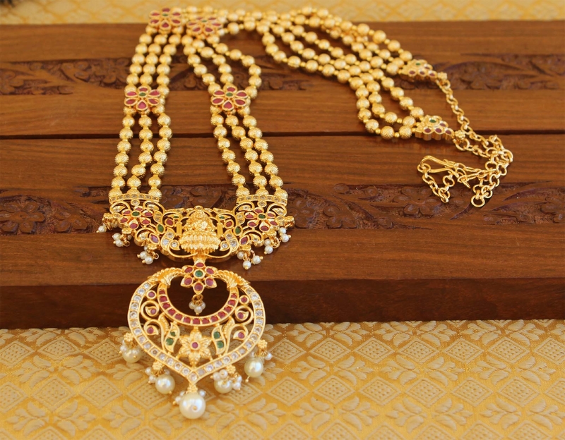 Designer gold plated Temple layer necklace