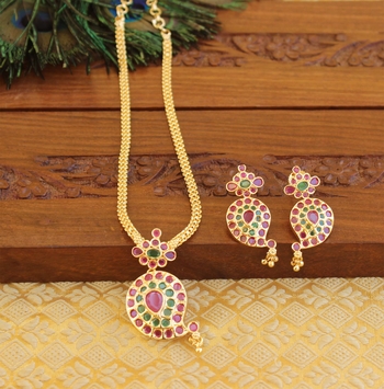 Designer micro gold plated mango necklace set 1