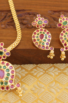 Designer micro gold plated mango necklace set