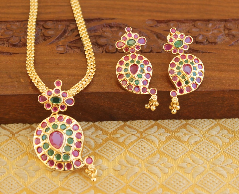 Designer micro gold plated mango necklace set