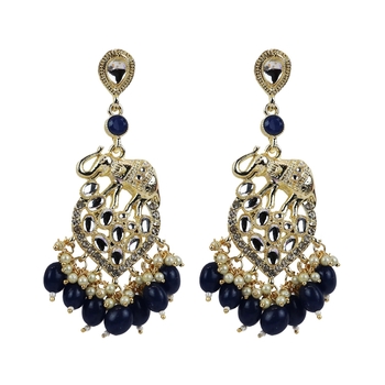 Gold-Plated Traditional Kundan Pearl Chandbali Dangle Drop Earrings For Women & Girls 1
