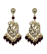 Gold Plated Kundan Pearl Chandbali Dangle Drop Earrings For Women & Girls