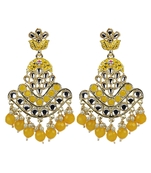 Gold Plated Yellow Pearl Chandbali Dangle Drop Earrings For Women & Girls