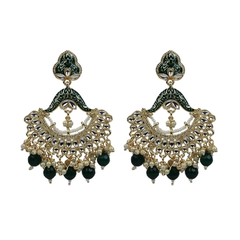 Gold Plated Pearl Chandbali Dangle Drop Earrings For Women 1