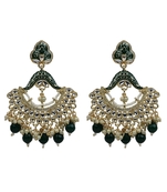 Gold Plated Pearl Chandbali Dangle Drop Earrings For Women